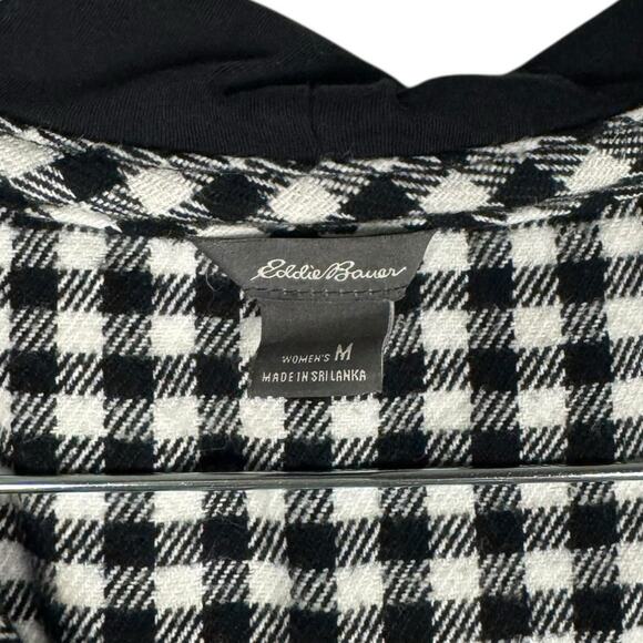 Eddie Bauer Plaid Cotton Soft Flannel Button Down Hooded Jacket Top Sz Medium - Picture 3 of 8